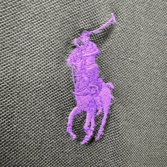 Ralph Lauren Polo Golf Mens Large Black Purple Pony Pima Cotton Short Sleeve - Picture 3 of 8